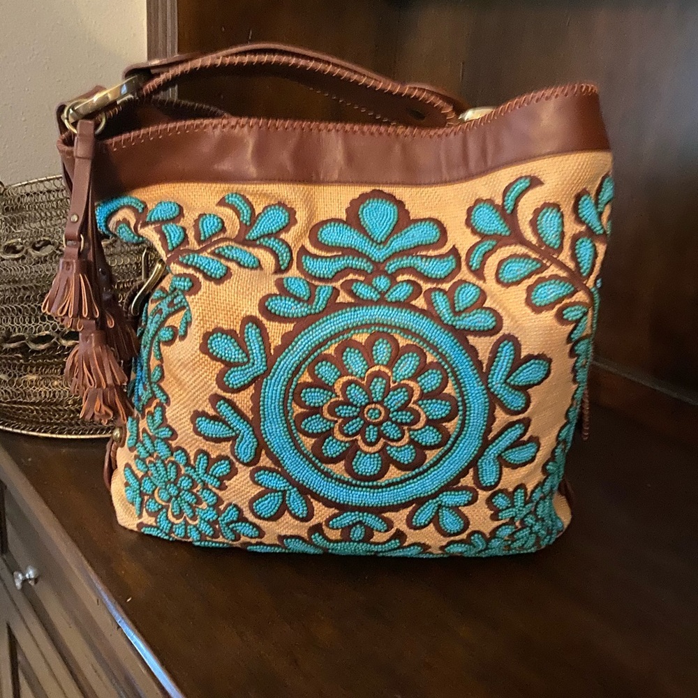 RARE Vintage Isabella Fiore “Oh Suzani” Tourquoise Beaded Bag